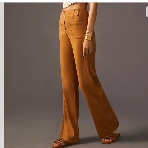 NWT 🤎 Maeve Anthropologie Relaxed Wide Leg Trousers - Picture 1 of 12